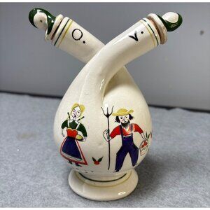 Vintage Royal Sealy Japan Ceramic Oil & Vinegar Decanter 1960s Farmer and Wife